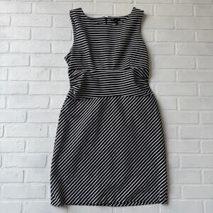 Gap Women's Black and White Striped Stretch Sleeveless Work Dress sz 14
